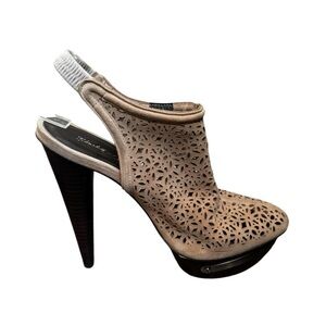 SUEDE ELIZABETH AND JAMES  Leather Perforated Leather Platform Shoes Clog Sandal